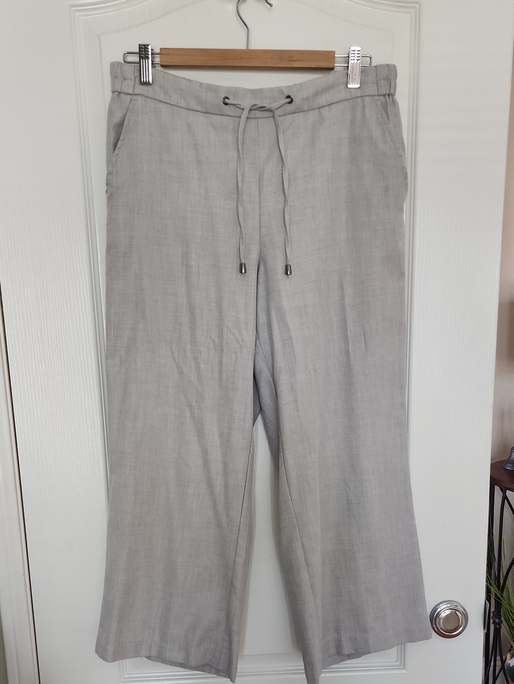 Meg And Margot Women's Light Gray Wide Leg Drawstring Pants